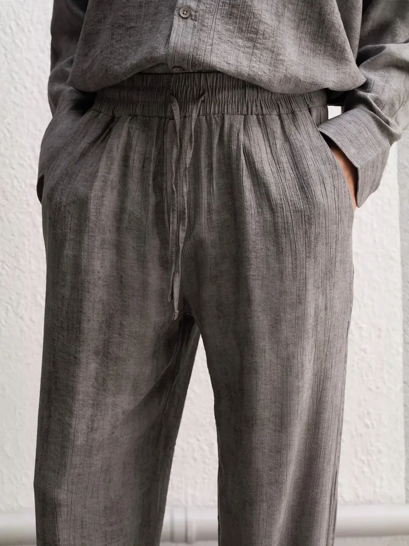 Giesto Charcoal Grey GIESTO Relaxed Fit Straight Leg Pants with Pockets for Men | Best Price UAE